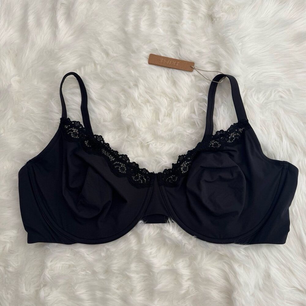 Skims Fits Everybody Lace Underwire Bra Onyx Size 46DD